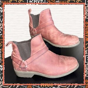 Teva Dusty Rose Leather Chelsea Ankle Boots Womens 7 Slip On Comfort